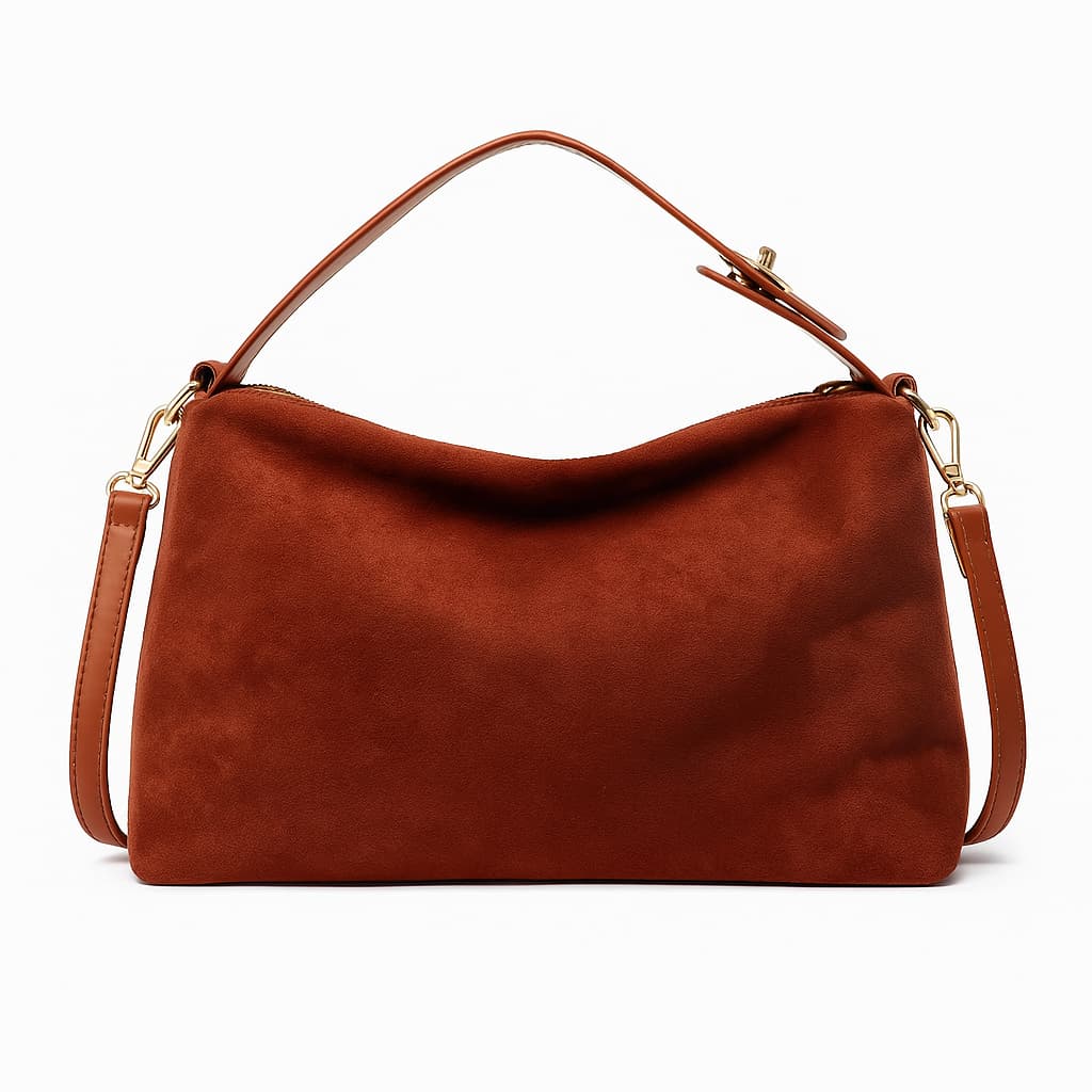 Luneva Élégance – Klassische Schultertasche aus Wildlederoptik