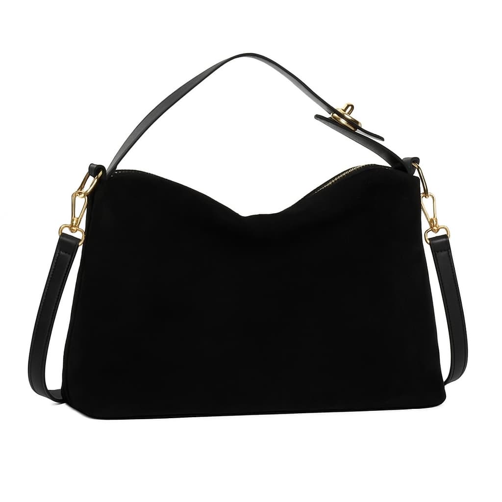 Luneva Élégance – Klassische Schultertasche aus Wildlederoptik