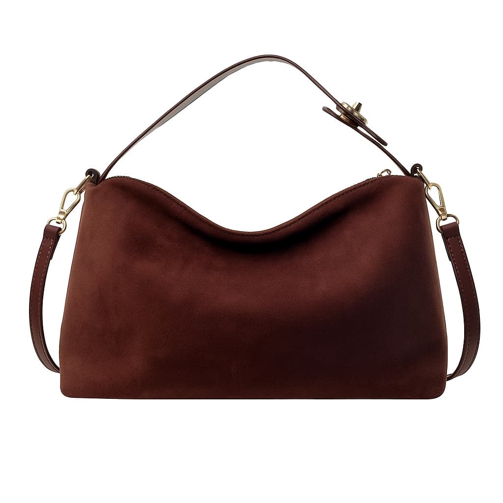Luneva Élégance – Klassische Schultertasche aus Wildlederoptik